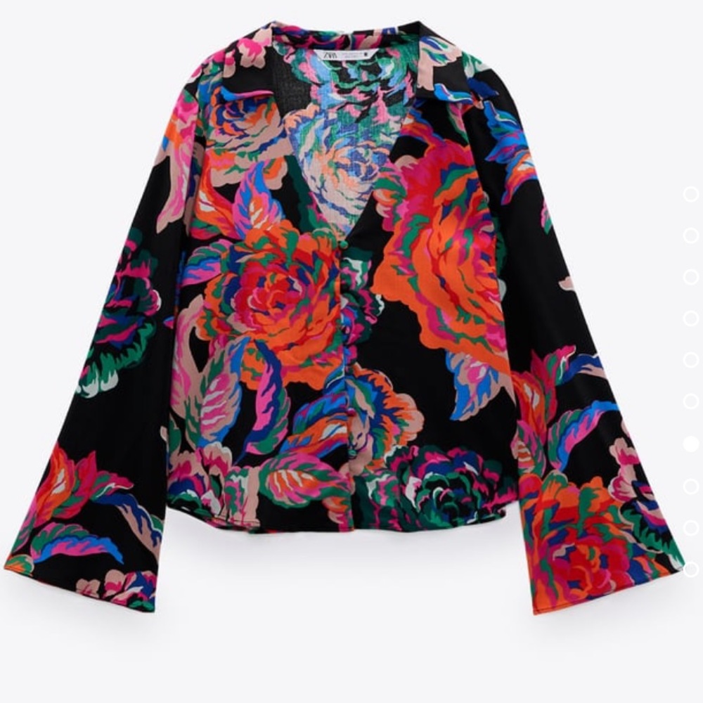 Zara flowy tropical floral  printed shirt - Picture 8 of 12